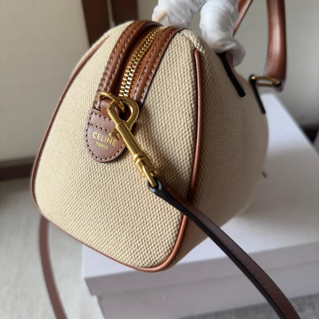 Ce1i*e Small Boston cuir Triomphe in textile and calfskin