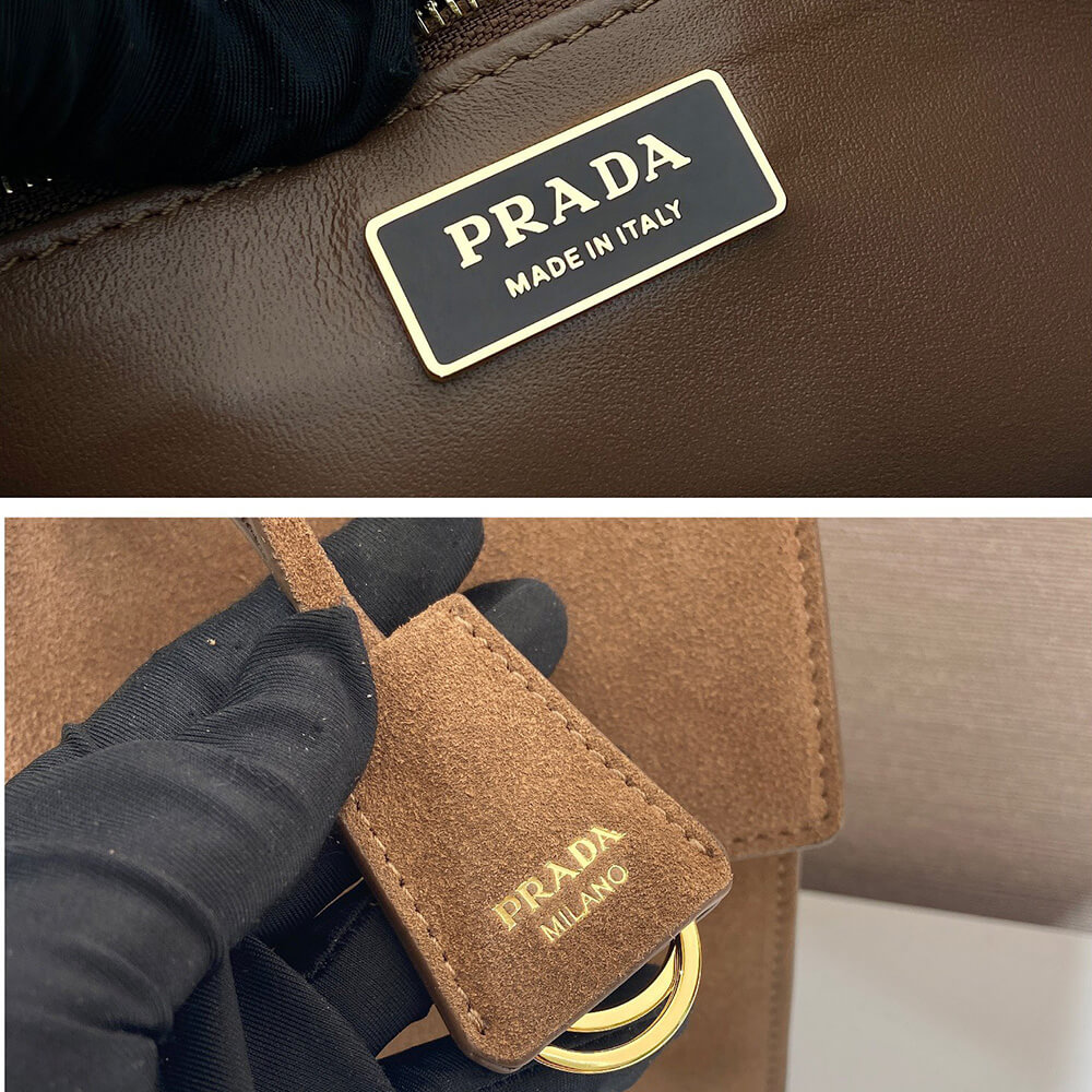 Pra*a Soft Sound medium suede shoulder bag(high-end grade)
