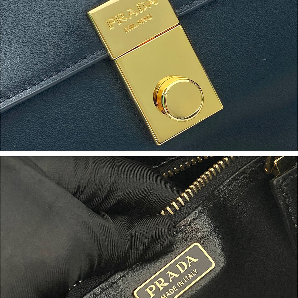 Pra*a Soft Sound large leather shoulder bag with charms(high-end grade)
