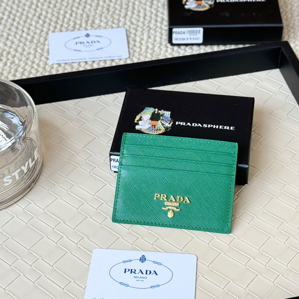 Pra*a Saffiano Leather Card Holder