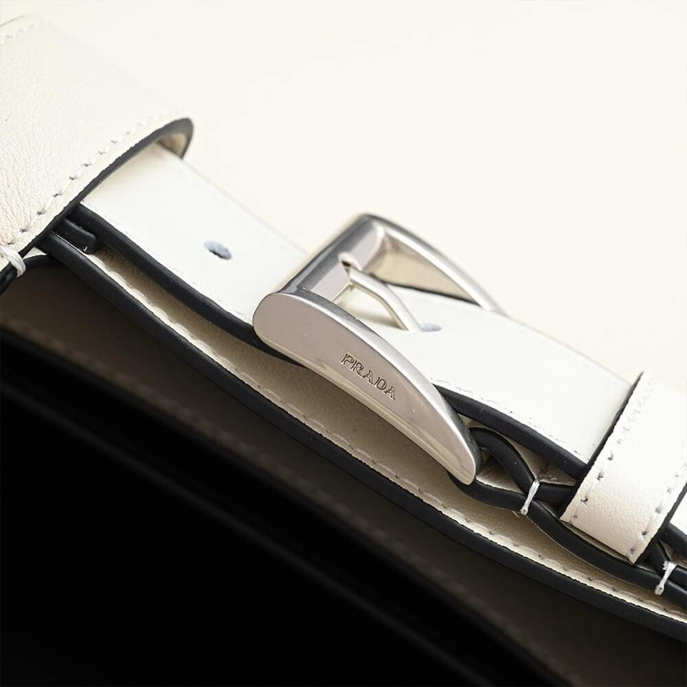 Pra*a Buckle small leather handbag with belt(high-end grade)