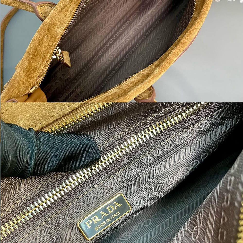 Pra*a Medium suede handbag(high-end grade)