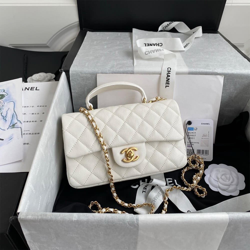 Ch**el Mini Classic Handbag With Top Handle(HIGH-END GRADE)