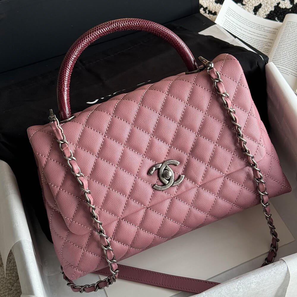Ch**el Large Flap Bag With Top Handle(HIGH-END GRADE)