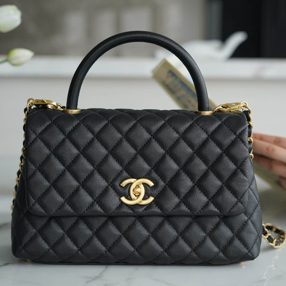 Ch**el Large Flap Bag With Top Handle(HIGH-END GRADE)