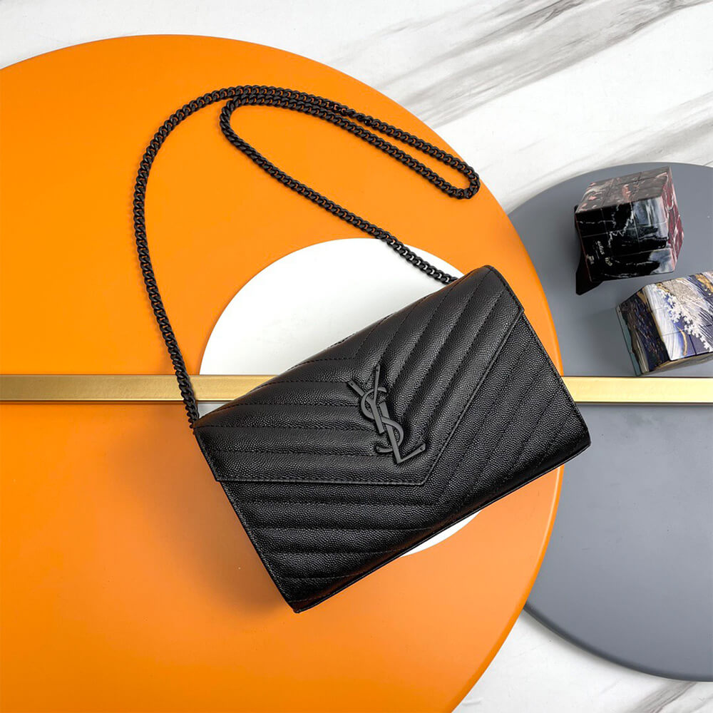 Y51 classic cassandre chain wallet in grain de poudre leather
