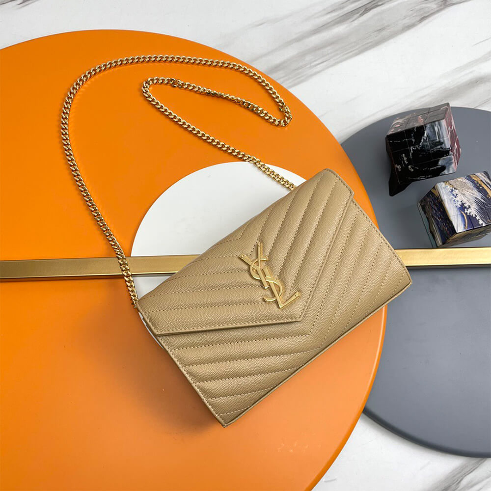 Y51 classic cassandre chain wallet in grain de poudre leather