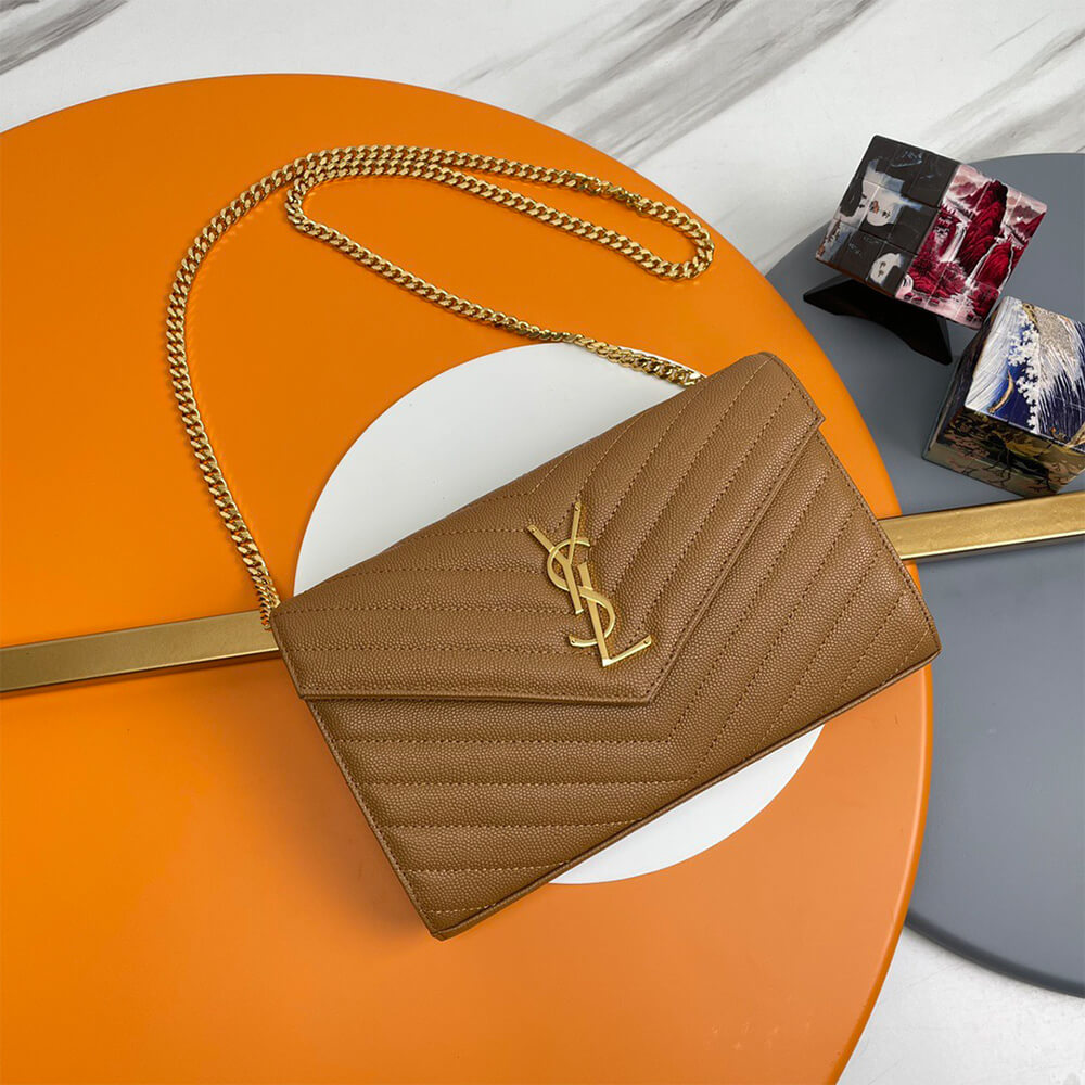 Y51 classic cassandre chain wallet in grain de poudre leather
