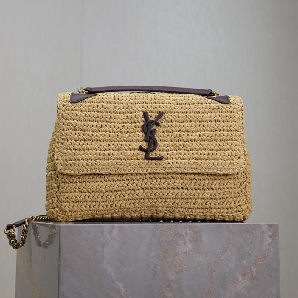 Sa1nt Lau*nt NIKI CHAIN MEDIUM IN RAFFIA(HIGH-END GRADE)