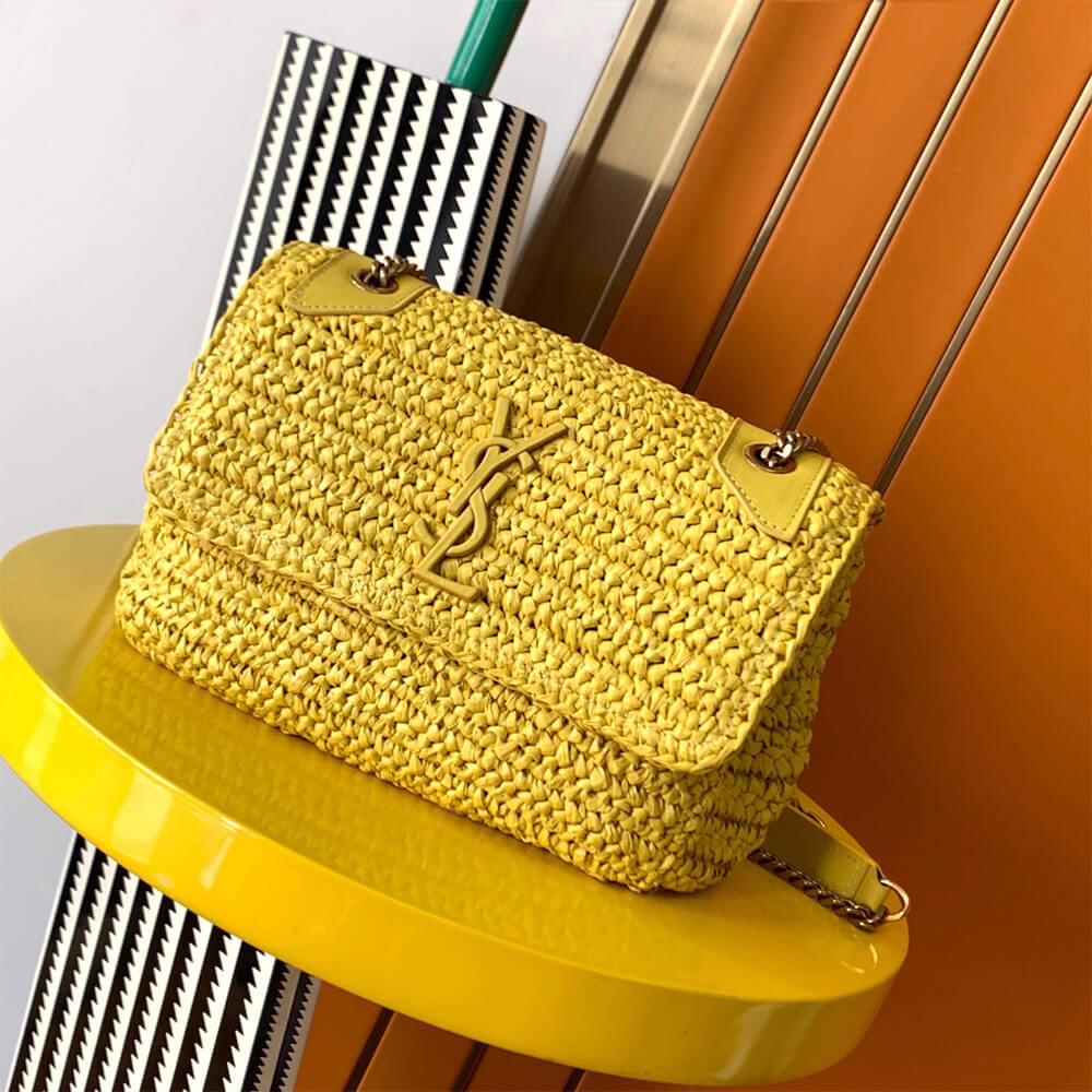 Sa1nt Lau*nt NIKI CHAIN MEDIUM IN RAFFIA(HIGH-END GRADE)