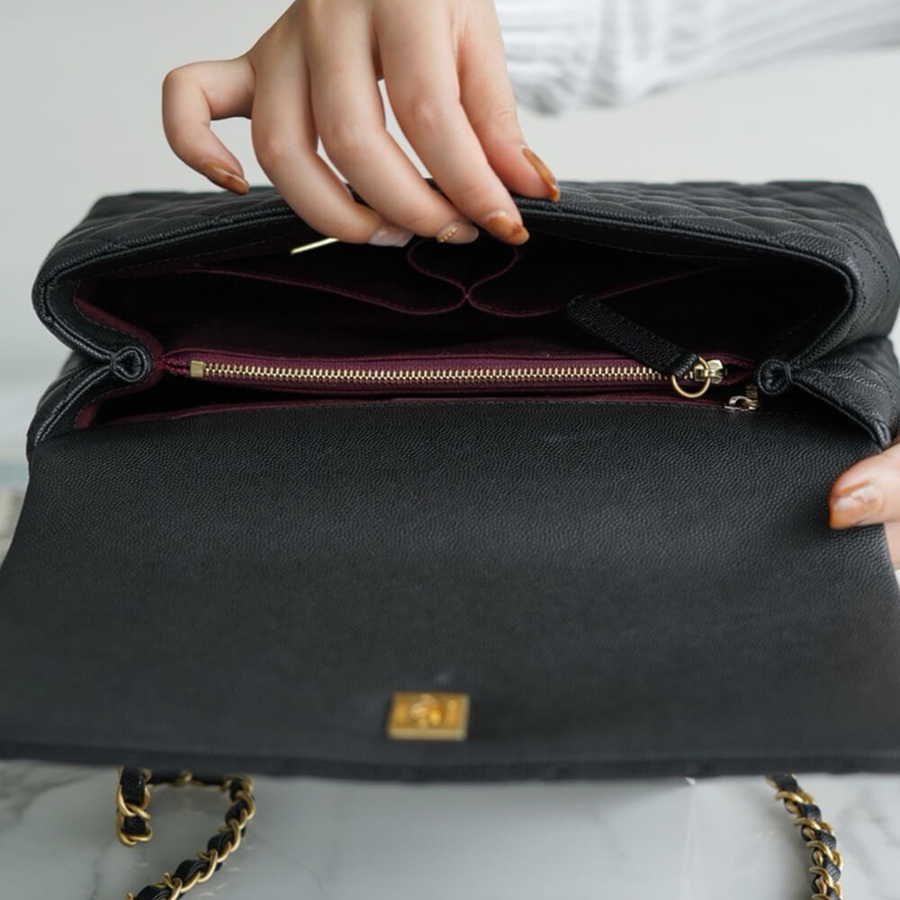 Ch**el Large Flap Bag With Top Handle(HIGH-END GRADE)