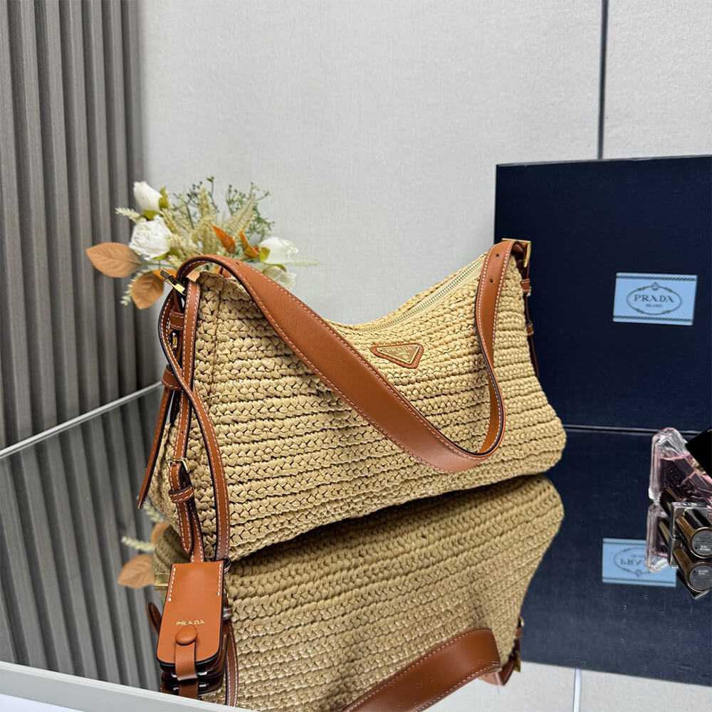 Pra*a Aimée large crochet and leather bag