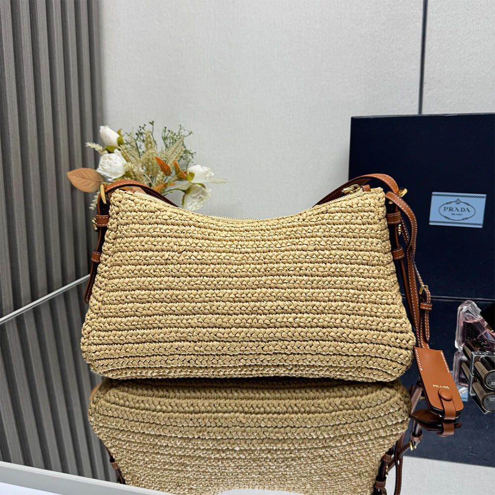 Pra*a Aimée large crochet and leather bag