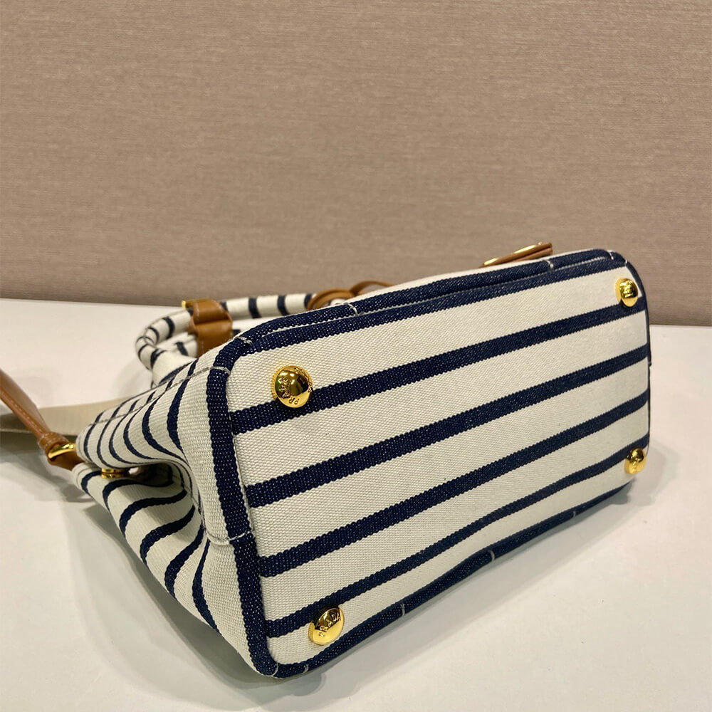 Pra*a Jardinière striped cotton canvas mini-bag