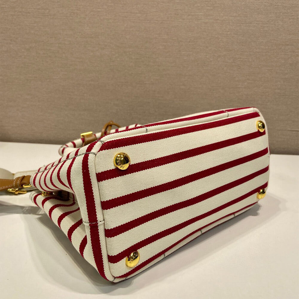 Pra*a Jardinière striped cotton canvas mini-bag