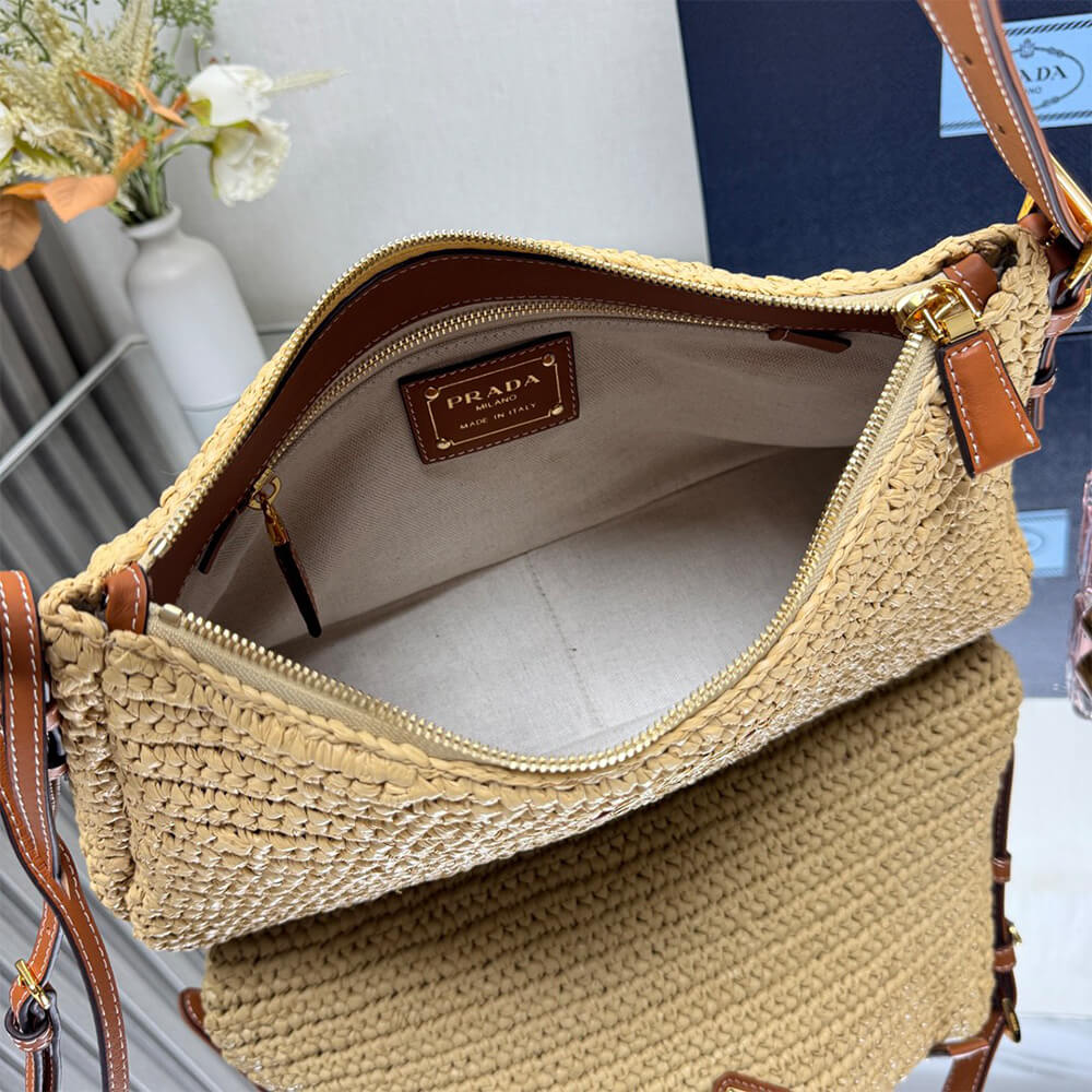 Pra*a Aimée large crochet and leather bag