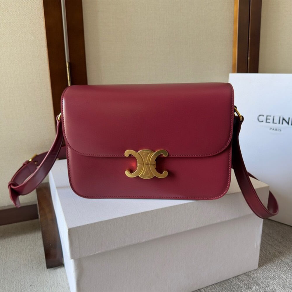 Ce1i*e CLASSIQUE TRIOMPHE BAG in shiny calfskin(HIGH-END GRADE)