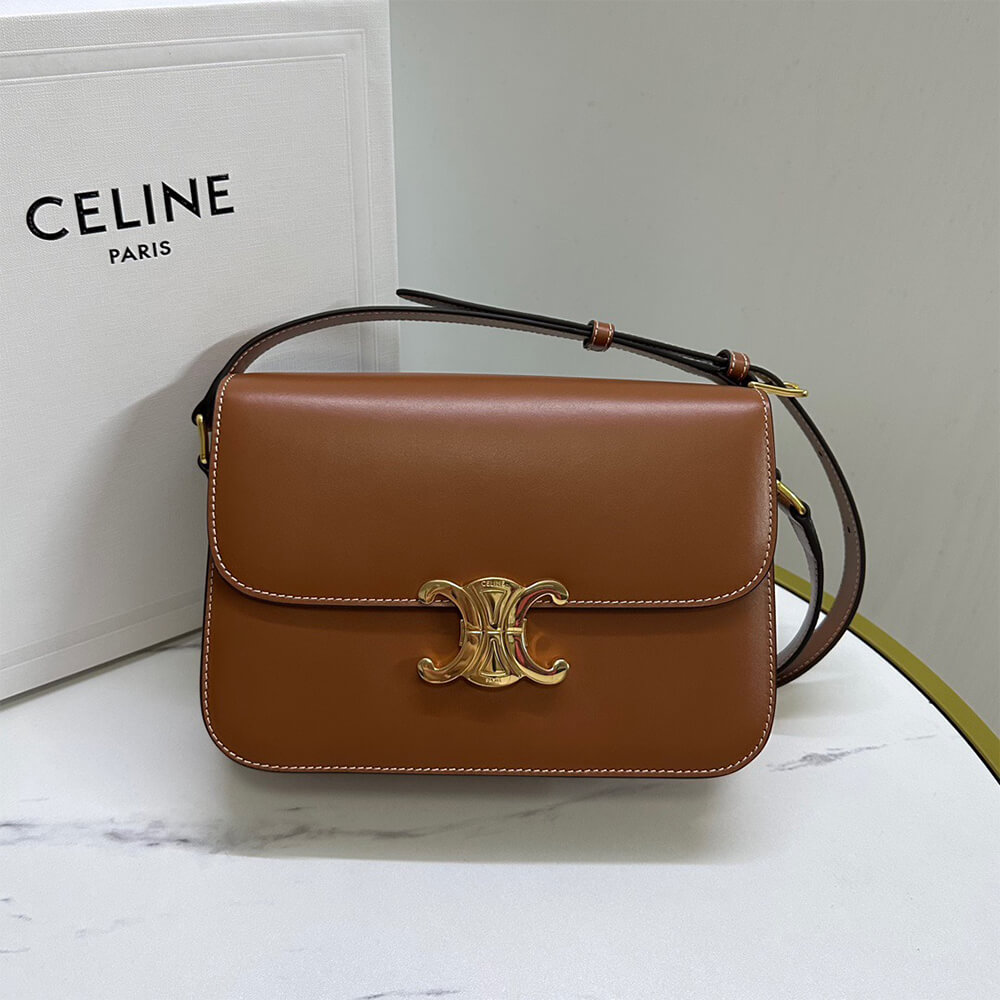 Ce1i*e CLASSIQUE TRIOMPHE BAG in shiny calfskin(HIGH-END GRADE)