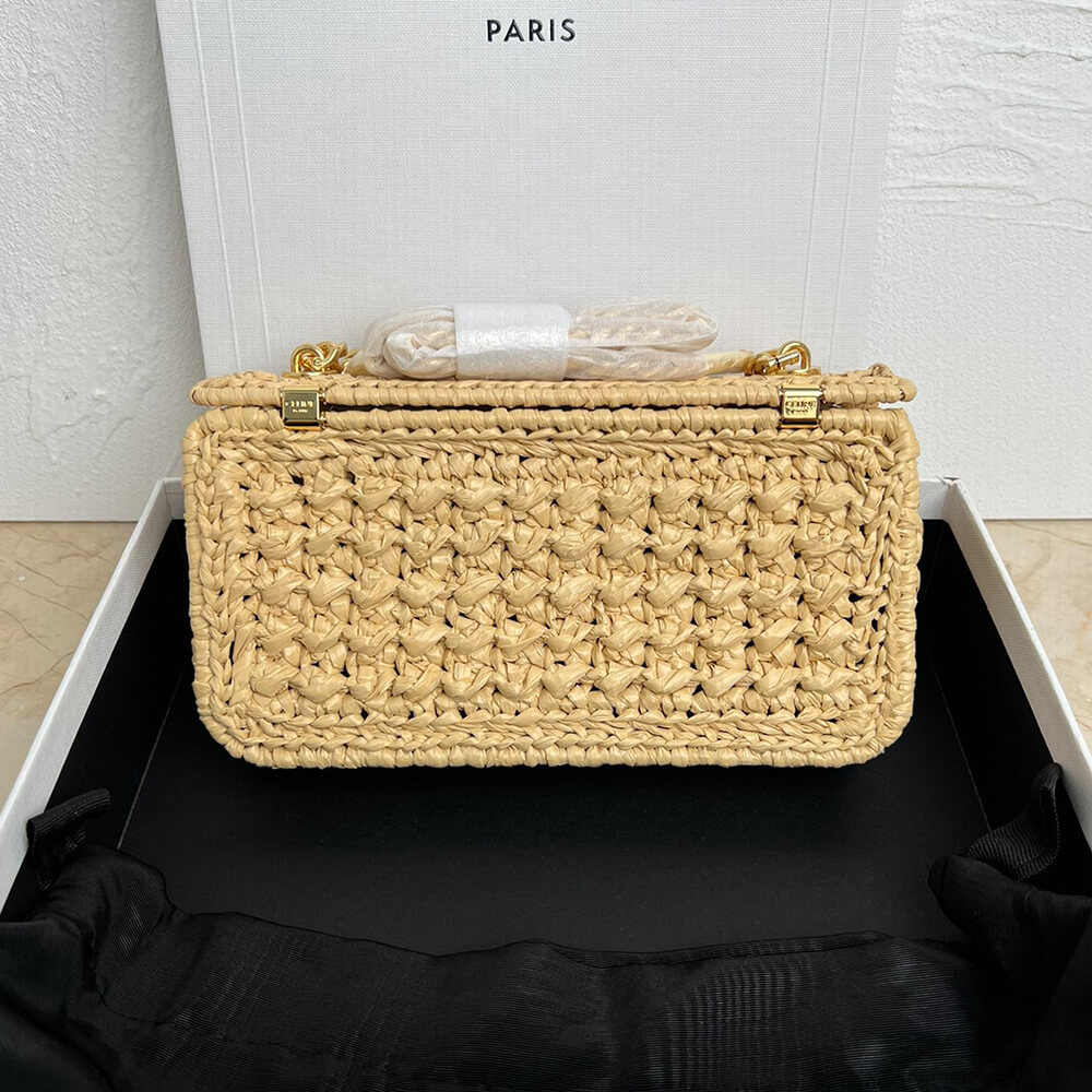 Ce1i*e CHAIN SHOULDER BAG CLAUDE IN RAFFIA EFFECT TEXTILE(HIGH-END GRADE)