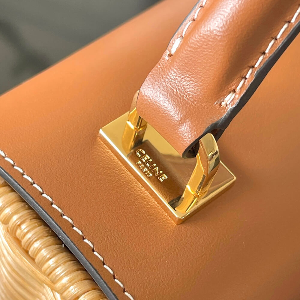 Ce1i*e TEEN GARANCE BAG IN WICKER AND NATURAL CALFSKIN(HIGH-END GRADE)