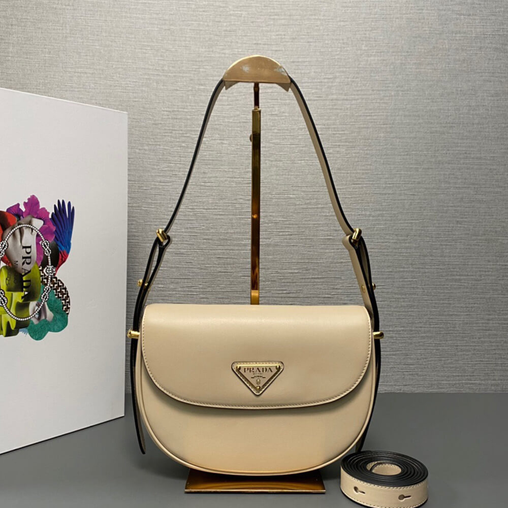 Pra*a Arque leather shoulder bag with flap