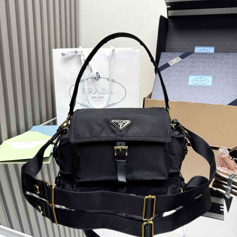 Pra*a Explore medium Re-Nylon shoulder bag with flap