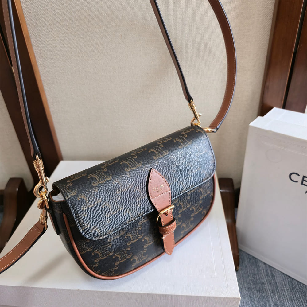 Ce1i*e SOFT SHOPPER BAG IN Triomphe Canvas and Calfskin