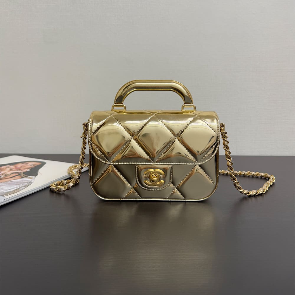 Ch**el Mini Flap Bag with Top Handle(high-end grade)