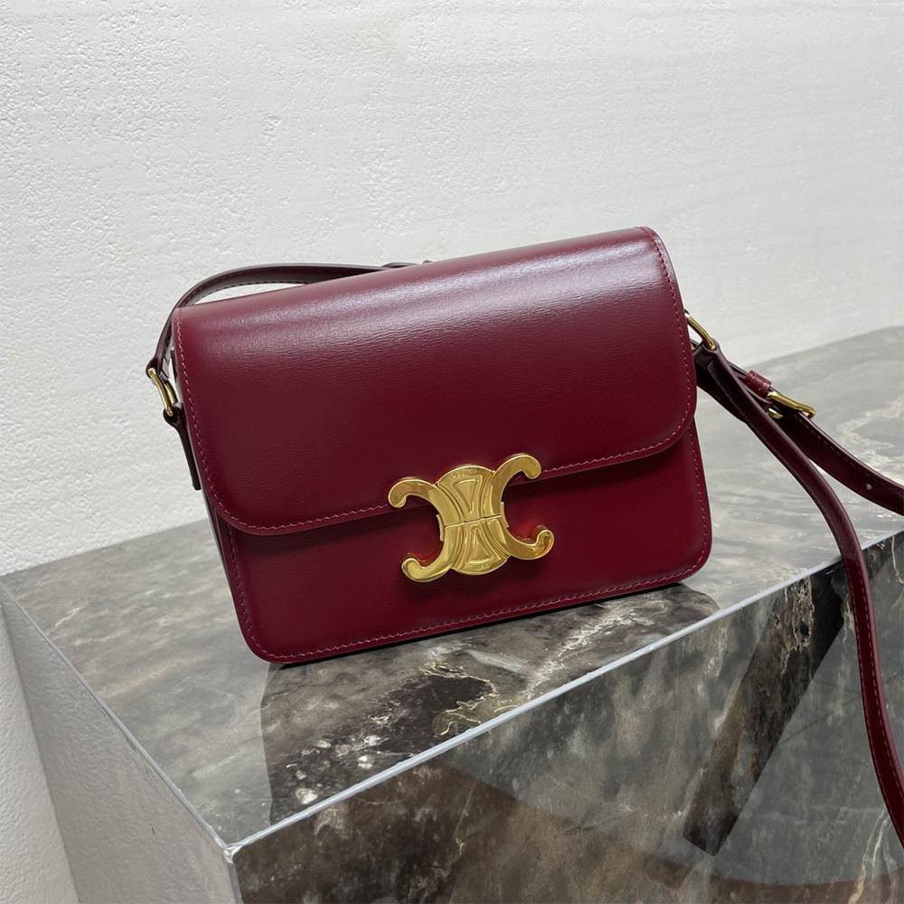 Ce1i*e TEEN TRIOMPHE BAG IN shiny calfskin(HIGH-END GRADE)