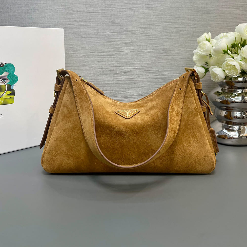 Pra*a Aimee medium suede shoulder bag