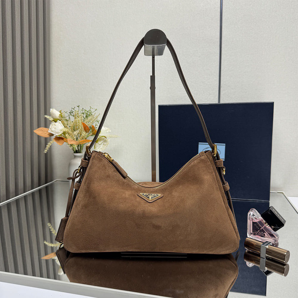 Pra*a Aimee medium suede shoulder bag