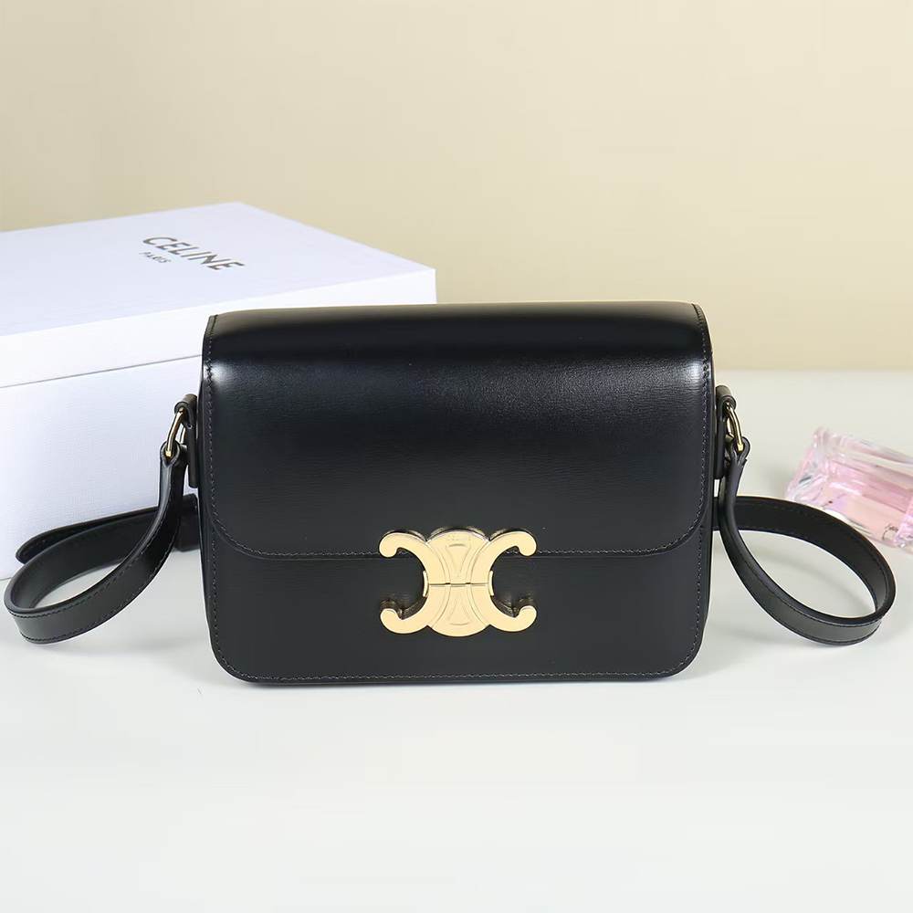 Ce1i*e TEEN TRIOMPHE BAG IN shiny calfskin(HIGH-END GRADE)