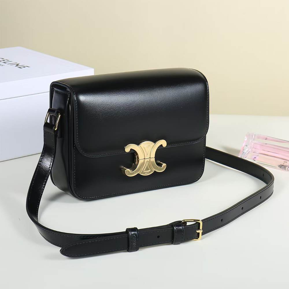 Ce1i*e TEEN TRIOMPHE BAG IN shiny calfskin(HIGH-END GRADE)