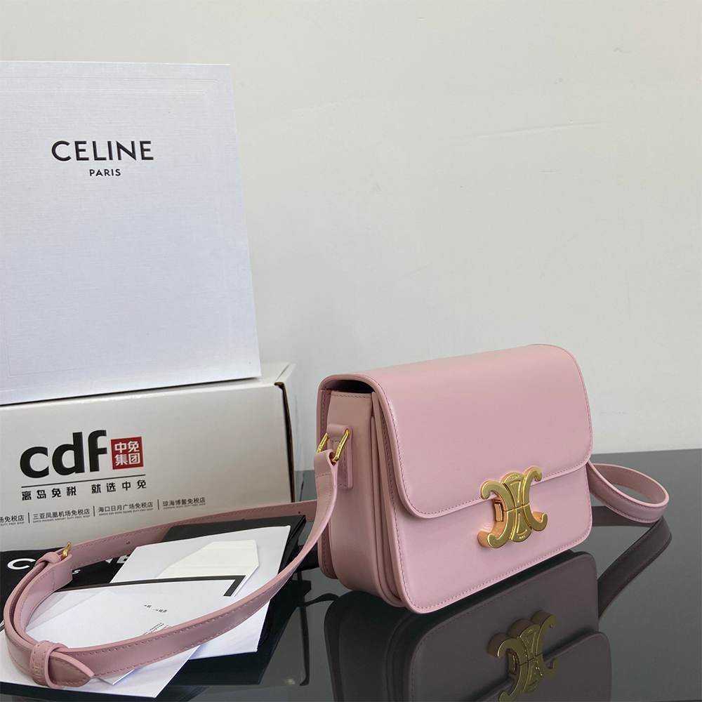 Ce1i*e TEEN TRIOMPHE BAG IN shiny calfskin(HIGH-END GRADE)
