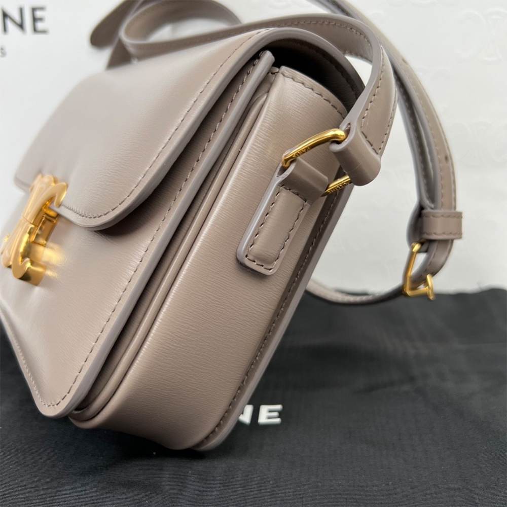 Ce1i*e TEEN TRIOMPHE BAG IN shiny calfskin(HIGH-END GRADE)