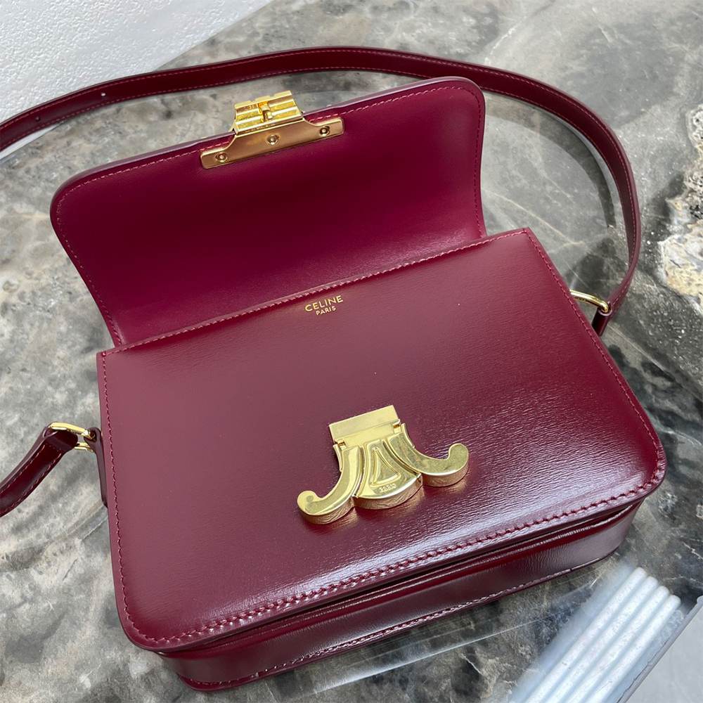 Ce1i*e TEEN TRIOMPHE BAG IN shiny calfskin(HIGH-END GRADE)