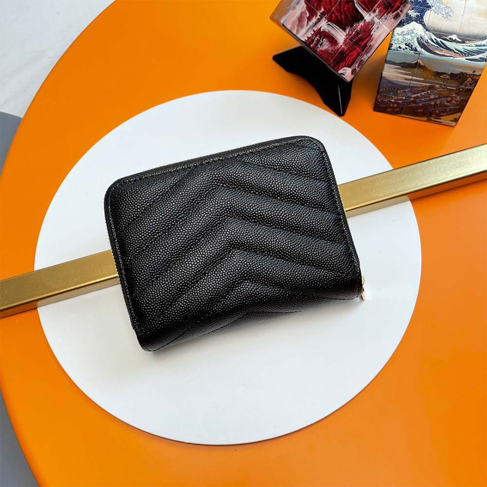 Y51 CASSANDRE MATELASSÉ compact zip around wallet in grain de poudre leather