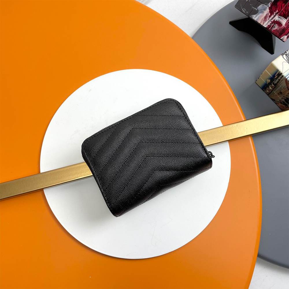 Y51 CASSANDRE MATELASSÉ compact zip around wallet in grain de poudre leather