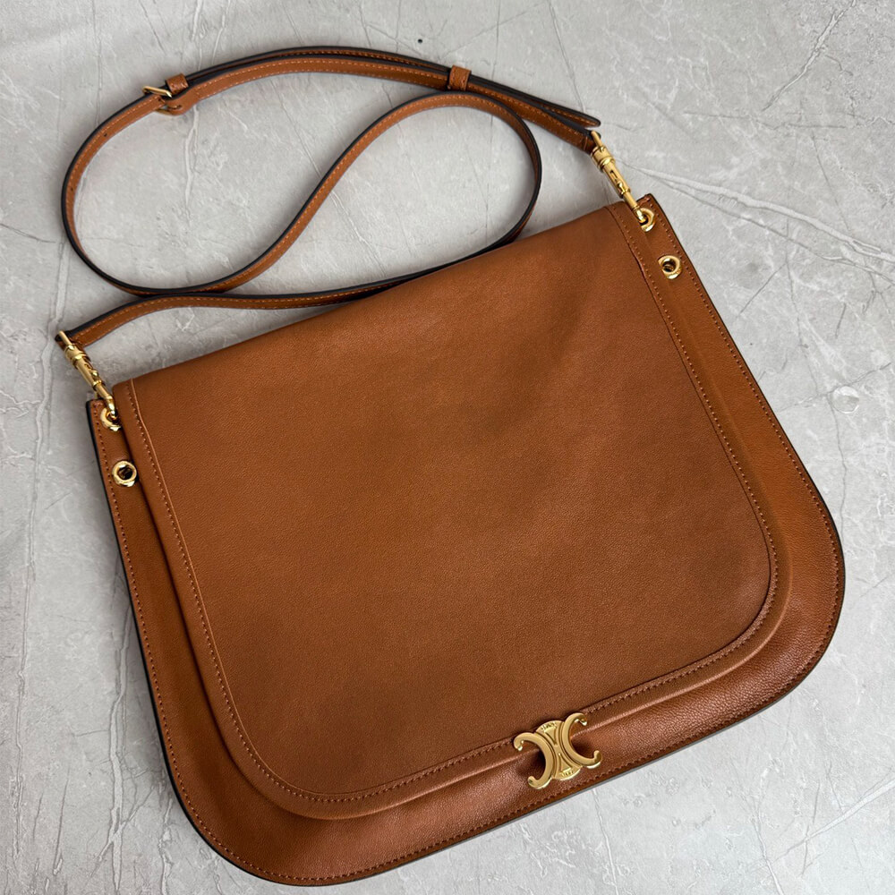 Ce1i*e SOFT TRIOMPHE BESACE IN S*pPLE SHINY LAMBSKIN(HIGH-END GRADE)
