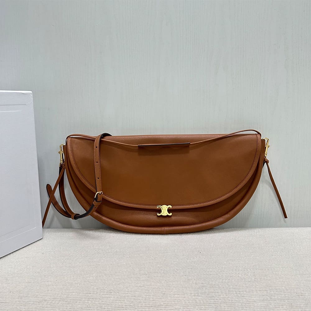 Ce1i*e HALFMOON SOFT TRIOMPHE BAG IN S*pPLE SHINY LAMBSKIN(HIGH-END GRADE)