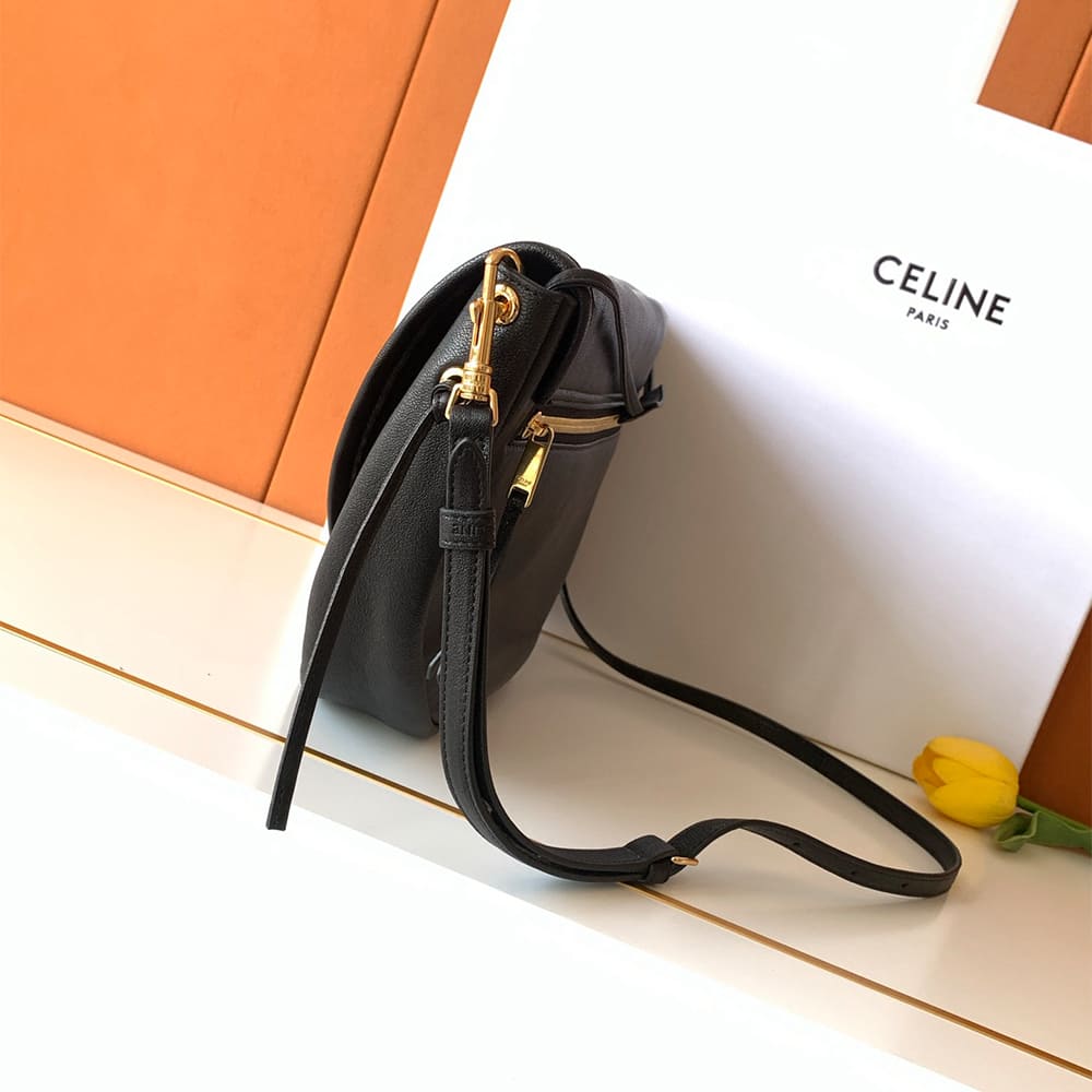 Ce1i*e HALFMOON SOFT TRIOMPHE BAG IN S*pPLE SHINY LAMBSKIN(HIGH-END GRADE)