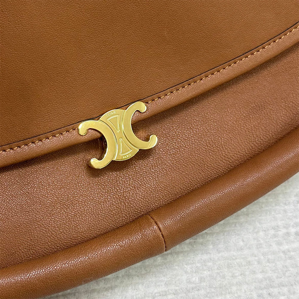 Ce1i*e HALFMOON SOFT TRIOMPHE BAG IN S*pPLE SHINY LAMBSKIN(HIGH-END GRADE)