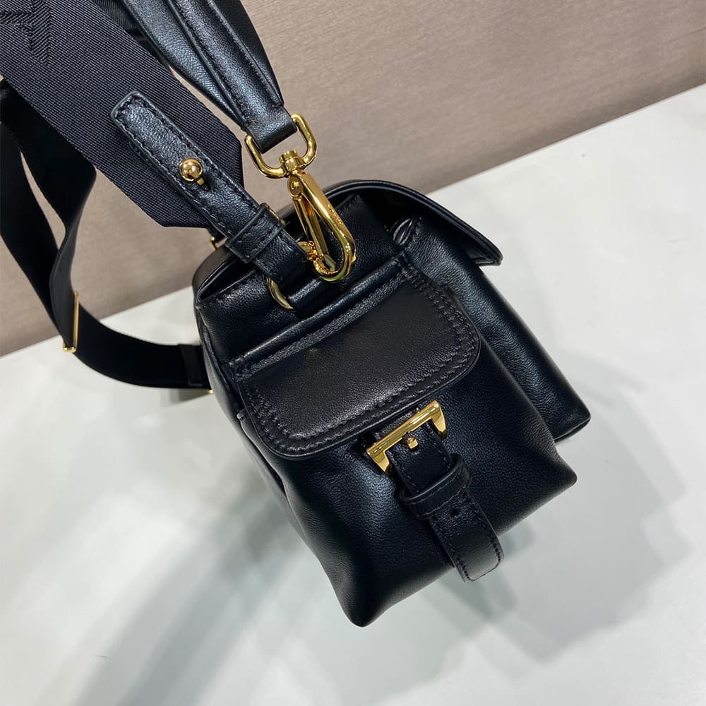 Pra*a Explore medium nappa leather shoulder bag with flap(HIGH-END GRADE)