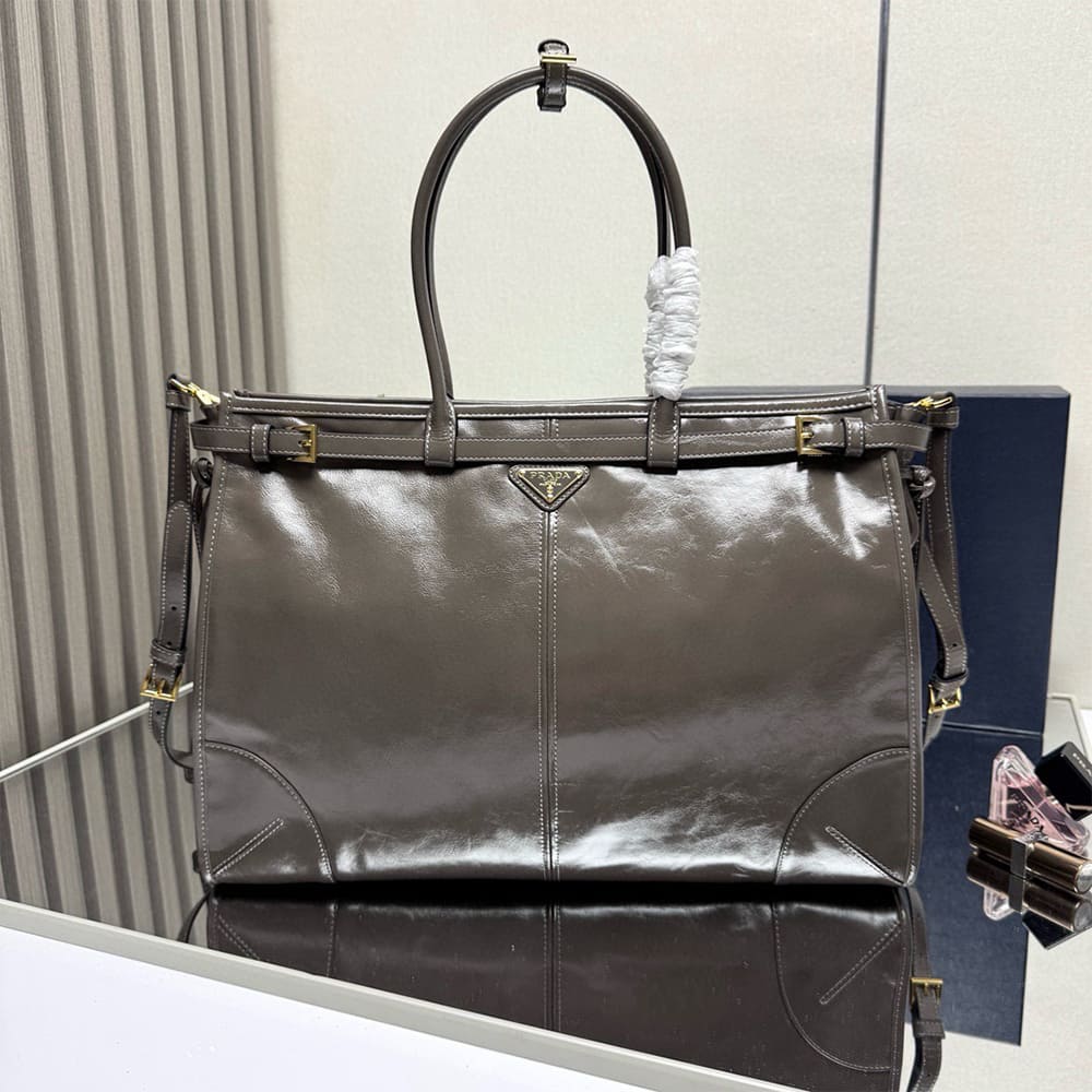 Pra*a Bonnie extra-large leather handbag(HIGH-END GRADE)