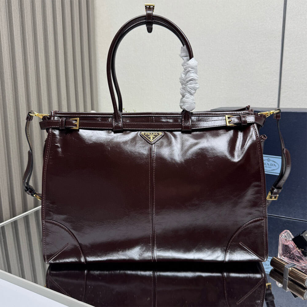 Pra*a Bonnie extra-large leather handbag(HIGH-END GRADE)