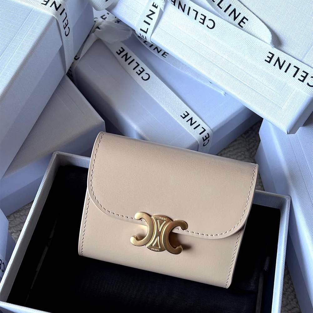 Ce1i*e Small Flap Wallet TRIOMPHE IN Shiny calfskin(HIGH-END GRADE)