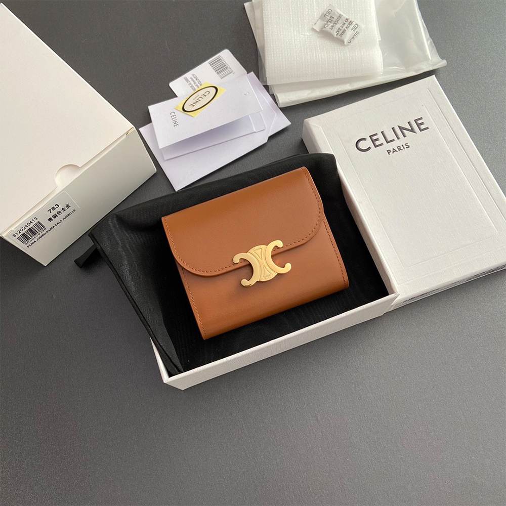 Ce1i*e Small Flap Wallet TRIOMPHE IN Shiny calfskin(HIGH-END GRADE)