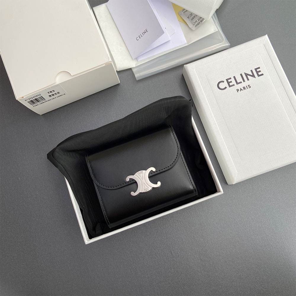 Ce1i*e Small Flap Wallet TRIOMPHE IN Shiny calfskin(HIGH-END GRADE)