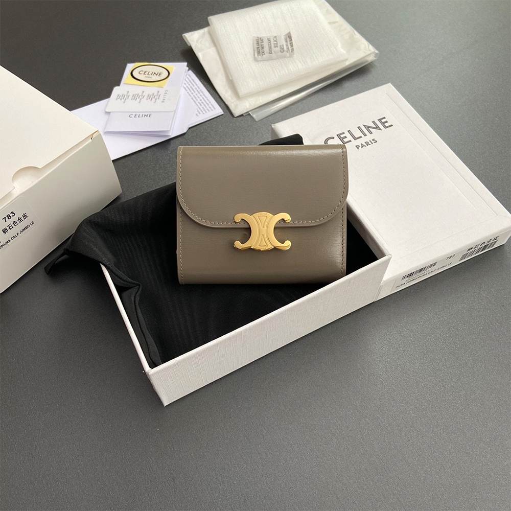 Ce1i*e Small Flap Wallet TRIOMPHE IN Shiny calfskin(HIGH-END GRADE)