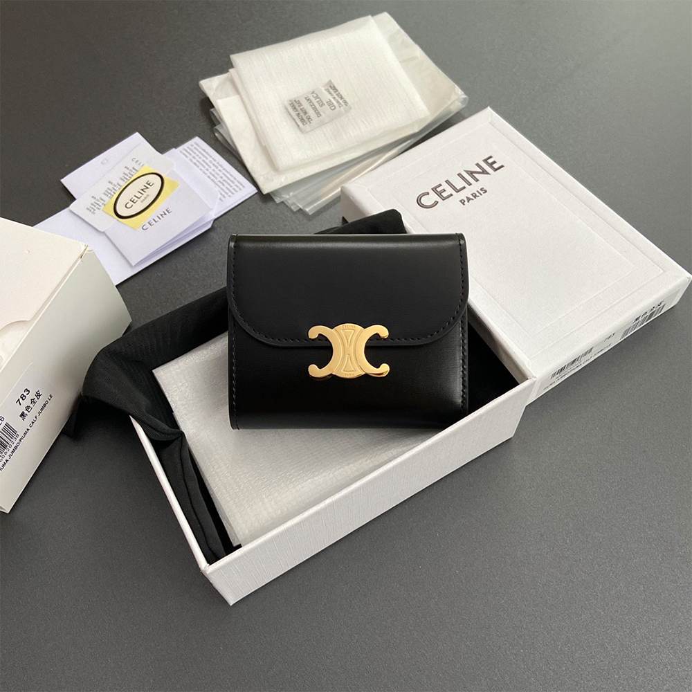 Ce1i*e Small Flap Wallet TRIOMPHE IN Shiny calfskin(HIGH-END GRADE)